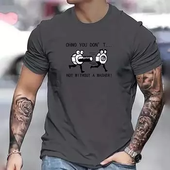 2025 Новая мужская футболка с забавным принтом, свободная, с круглым вырезом и коротким рукавом, удобная и дышащая мужская футболка, одежда S