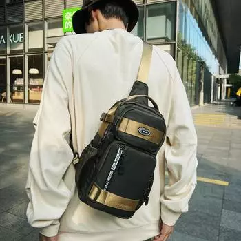 2025 Новая мужская и женская нагрудная сумка Простая сумка через плечо Многофункциональная модная сумка через плечо Простая дорожная сумка 19x10x32cm чёрный