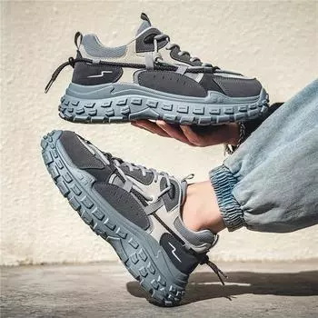 2025 новая мужская обувь весна и осень спортивная обувь износостойкая износостойкая толстая подошва шины трудовая страховка работа универсальная папа модная обувь 39