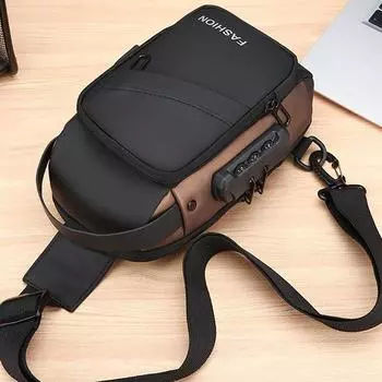 2025 Новая мужская сумка через плечо, повседневная нагрудная сумка, простая поясная сумка, диагональная сумка на плечо 14X10X24CM чёрный