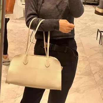 2025 / Новая натуральная кожа ручной работы, кожаная сумка-тоут в минималистском стиле для работы, поездок на работу, ручная женская сумка на одно плечо 36.5x18.5x20 коричневый