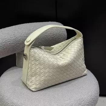 2025 новая нишевая модная сумка-мешок с бриллиантами для переноски пельменей, сумка-мессенджер через плечо, ланч-бокс, женская сумка, кожаная плетеная сумка для женщин чёрный