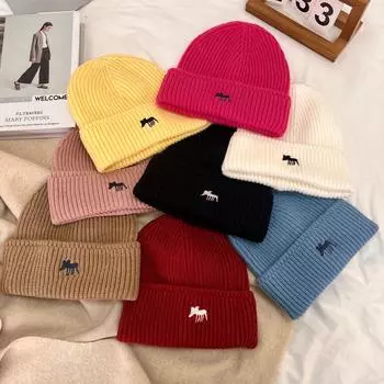 2025 новая осенне-зимняя универсальная теплая шапка с большой окружностью головы, утолщенная шерстяная шапка, показывающая лицо, маленькая вязаная шапка M56-58cm жёлтый