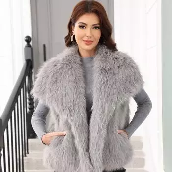 2025 Новая осенне-зимняя женская одежда Жилет Куртка из искусственного меха S
