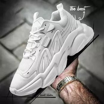 2025 новая осенняя мужская обувь Интернет-знаменитости папы обувь корейской версии большой размер платформа летающая плетеная мужская спортивная обувь мужская модная обувь 39