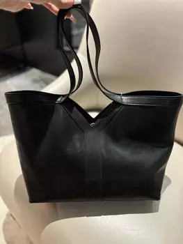 2025 Новая Расслабляющая Кожаная Женская Сумка Универсальная Большая Вместительная Сумка Тоут Сумка Для Езды На Одно Плечо Подмышкой Сумка Трансграничная Женская Сумка 36x13x33cm чёрный