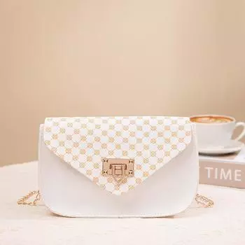 2025 новая ретро-принтованная маленькая квадратная сумка модная мини-сумка-мессенджер на цепочке для мобильного телефона белый