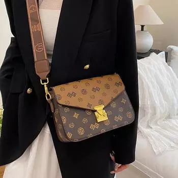 2025 Новая роскошная модная женская сумка с принтом на одно плечо, горячая распродажа, маленькая квадратная сумка, универсальная сумка через плечо высокого качества хаки