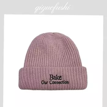 2025 новая шерстяная шапка с изображением лица маленькая женская вышивка большая окружность головы мужская защитная шапка для ушей пуловер шапка холодная шапка для сохранения тепла M56-58cm чёрный