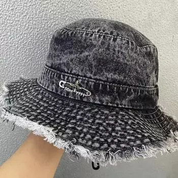 2025 новая шляпа-ведро из полированного стираного денима, осенне-зимняя шляпа с маленьким лицом, мужская синяя шляпа в стиле ретро M56-58cm темно-синий