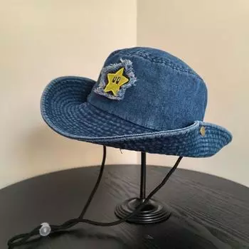 2025 новая симпатичная шляпа в стиле вестерн-ковбой, женская летняя универсальная шляпа для рыбалки, пения, альпинизма, тени M56-58cm серый