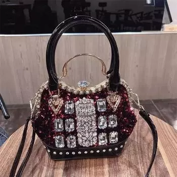 2025 Новая сумка через плечо Модный тренд Сумка для поездок на работу с пайетками чёрный