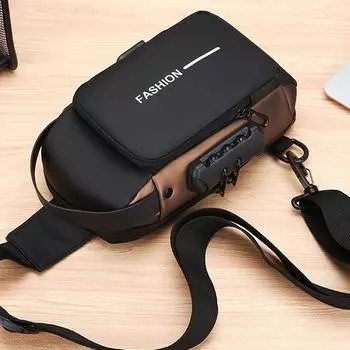 2025 Новая сумка через плечо, мужская маленькая сумка для мотоцикла, нагрудная сумка, ощущение высокого класса, сумка через плечо с защитой от кражи 14X10X24CM синий