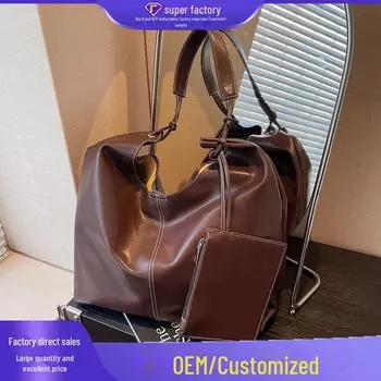 2025 Новая сумка через плечо в стиле ретро осень/зима для студентов колледжей — повседневная, большая вместимость, женская чёрный