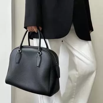 2025 Новая сумка для боулинга из коровьей кожи премиум-класса с большим объемом, сумка через плечо на одно плечо Boston 27x12x22cm чёрный