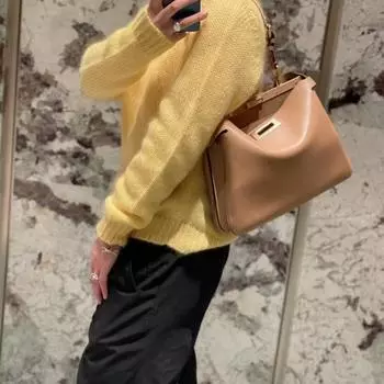 2025 Новая сумка из коровьей кожи с пряжкой, сумка на одно плечо, женская сумка через подмышку из натуральной кожи, высококачественная классическая женская сумка 33.5x10x25.5cm зелёный