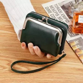 2025 новая сумка-клипса в ретро-стиле, персонализированная мини-сумка с несколькими отделениями для карт, кошелек для мелочи, ручная маленькая сумка темно-зеленого