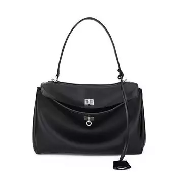 2025 Новая сумка-тоут из кожи, женская сумка, ленивый стиль, сумка через подмышку, большая вместимость, сумка через плечо 22.8x8.3x9.9cm чёрный/серебряный