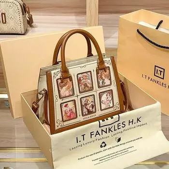 2025 Новая сумка-тоут с ретро-принтом через плечо