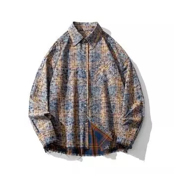 2025 Новая весенняя мужская клетчатая рубашка с карманом на пуговицах, повседневные рубашки Harajuku, модная мужская элегантная рубашка с отложным воротником 2XL