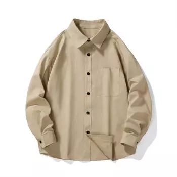 2025 Новая весенняя мужская однотонная рубашка с карманом на пуговицах, повседневная модная элегантная рубашка, мужская рубашка с отложным воротником, мужская одежда M армия зеленый