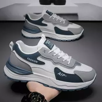 2025 новая весенняя мужская сетчатая дышащая обувь для папы спортивная и любительская модная обувь толстая подошва увеличивает рост мужская обувь для страхования труда 39