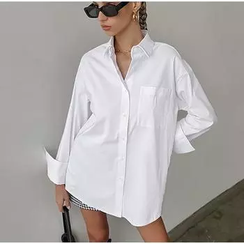 2025 Новая весна лето женская мода свободная хлопковая белая рубашка темперамент дорожная молодежная женская одежда женские простые блузки топ S белый