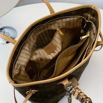 2025 Новая винтажная напечатанная большая вместительная сумка-тоут для поездок на работу и обратно, универсальная сумка-тоут size [bottom length 33 high 28] large capacity хаки