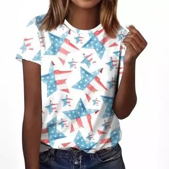 2025 Новая женская футболка с 3D-принтом, короткий рукав, модная круглая горловина, свободная, удобная, повседневная, универсальная футболка XXS