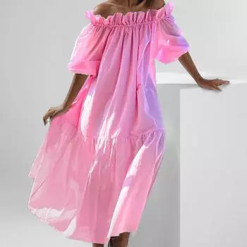2025 новая женская одежда мода темперамент односложный воротник грибок край платье с рукавами-пузырями S