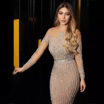 2025 новая женская одежда сексуальное бронзовое бальное платье с длинными рукавами длинное платье S белый