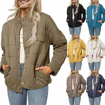 2025 Новая женская осенне-зимняя модная свободная легкая куртка с воротником-стойкой S белый