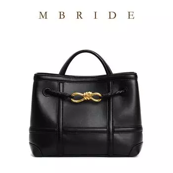 2025 Новая женская сумка из натуральной кожи с бантом в стиле ретро, универсальная сумка через плечо с принтом «майяр», маленькая сумка-тоут Length 24.5cm x 19cm x Width 10.5cm