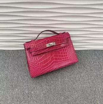 2025 Новая женская сумка из натуральной кожи с крокодиловым узором первого поколения, сумка премиум-класса Sense Chain Handheld Single Shoulder Crossbody Bag Cross Border 22x8x14cm фиолетовый