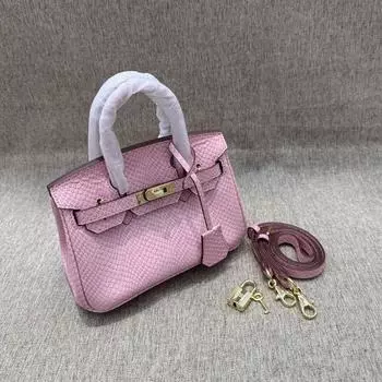 2025 Новая женская сумка из натуральной кожи с рисунком под змею из коровьей кожи 20 Mini Platinum Bag Ручная сумка на одно плечо с диагональным поперечным ремешком 20x10x16cm жёлтый