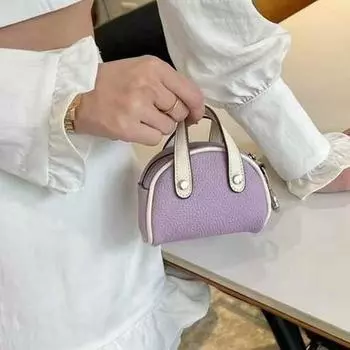 2025 Новая женская сумка из натуральной кожи с верхним слоем из коровьей кожи, мини-сумка Boston, цветная сумка для наушников, сменная сумка на плечо и шею 10 x 8 x 5CM золотисто-коричневый