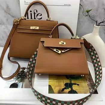 2025 Новая женская сумка из натуральной кожи с рисунком в виде ладони и слоя кожи второго поколения, классическая сумка на одно плечо с перекрестным ремнем 22CM+2 shoulder straps серый