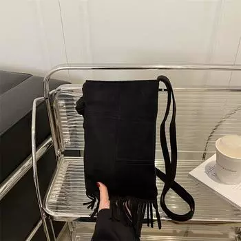 2025 новая женская сумка весна-лето ретро американская мини-сумка с кисточками матовая сумка-мессенджер маленькая сумка для мобильного телефона красный