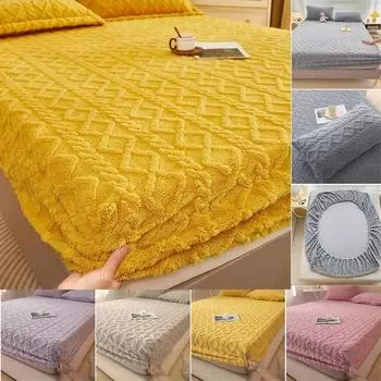 2025 Новая зимняя простыня на резинке, пушистая плюшевая простыня, зимнее утолщенное теплое покрывало из тафты, бархатный плюшевый эластичный чехол для матраса 90X200CM Only a sheet