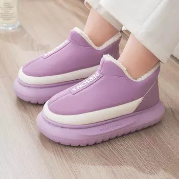 2025 Новая зимняя теплая и нескользящая модная сумка с хлопковыми тапочками и мягкой подошвой для домашнего и внутреннего использования. Обувь из хлопка на толстой подошве для женщин. 36 серый