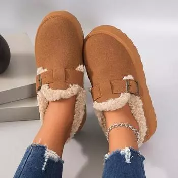 2025 Новая зимняя женская обувь Boken Shoes Plush Fashion Retro Bean Shoes Хлопковые женские тапочки на плоской подошве Женские ботинки на платформе 39 белый
