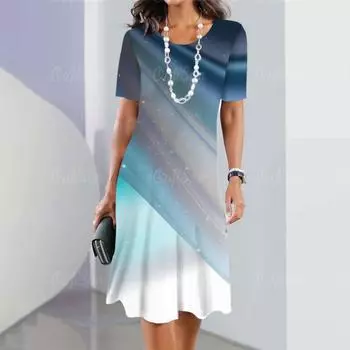 2025 новое элегантное и красивое платье миди с полосатым принтом для женщин, цельные летние платья больших размеров S