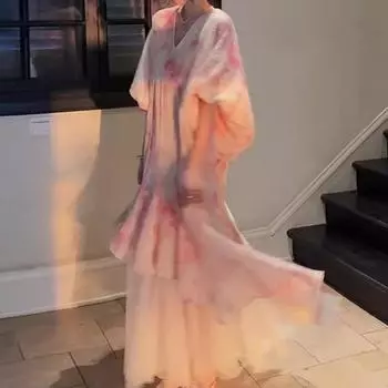 2025 новое китайское платье детское весеннее популярное высококачественное тонкое сетчатое платье юбка XS