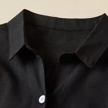 2025 новое льняное платье, черный длинный кардиган, рубашка, большой размер, юбка, рукав семь четвертей, хлопок и лен, средняя и длинная S чёрный