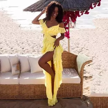 2025 новое платье блестки Таиланд Санья морской отпуск туризм пляж платье S бежевый