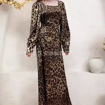 2025 новое платье с леопардовым принтом, горячее длинное платье с бриллиантовой талией, модная женская одежда S