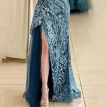 2025 новое трехмерное позиционирующее цветочное платье длинное банкетное темпераментное тонкое вечернее платье S