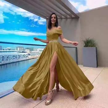 2025 новое женское длинное платье со шлейфом банкетное вечернее платье с открытыми плечами свадебное платье платье подружки невесты S красный