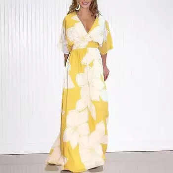 2025 новое женское модное платье с принтом на бретелях, сексуальное платье с V-образным вырезом и открытой спиной S