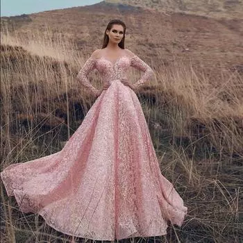 2025 новое женское платье с открытыми плечами, кружевное, вышитое, сексуальное, свободное платье S розовый